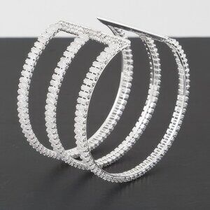 Triple Crystal Open Cuff Bracelet